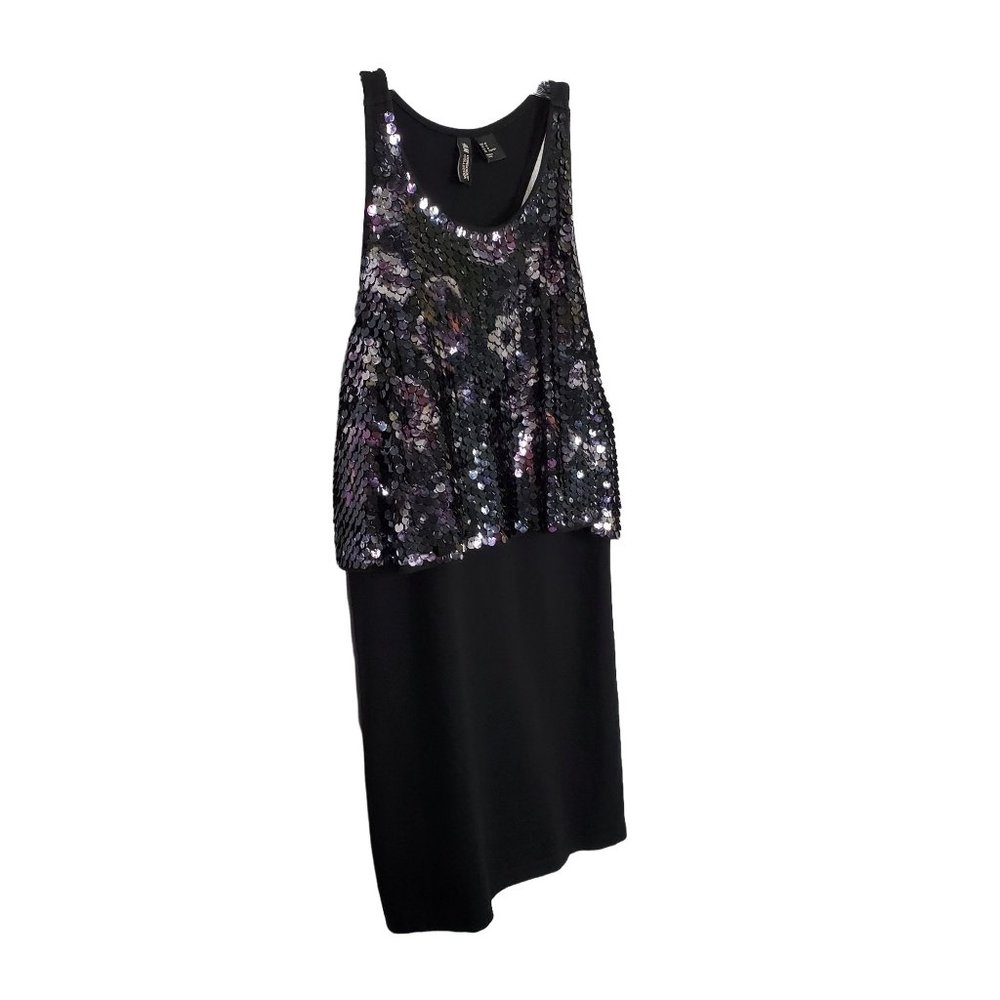 H&M Conscious Collection Size 10 Dress Mini Racerback Knit Purple Sequin Bodycon
